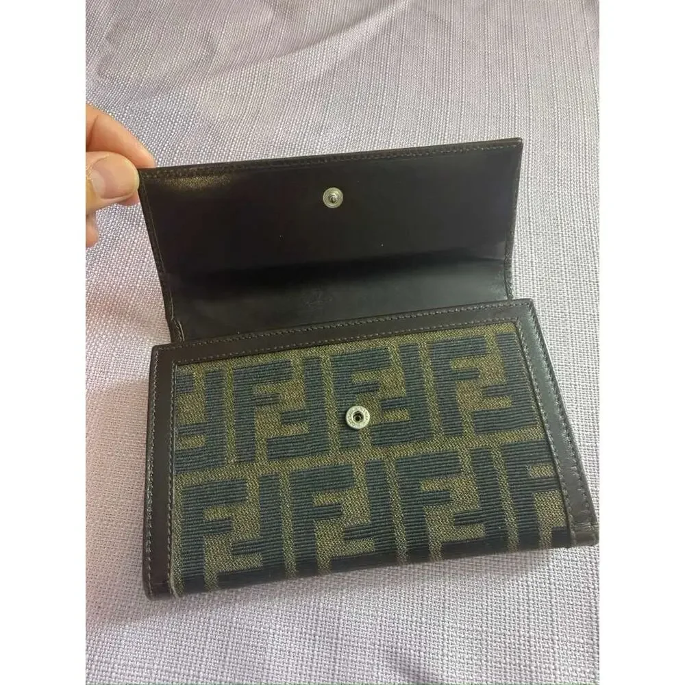Canvas and leather bifold wallet, Fendi Zucca monogram